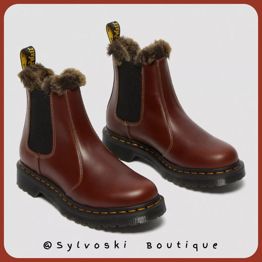 🔥DR MARTENS 2976 LEONORE FAUX FUR LINED CHELSEA BOOTS NWT - Picture 3 of 16